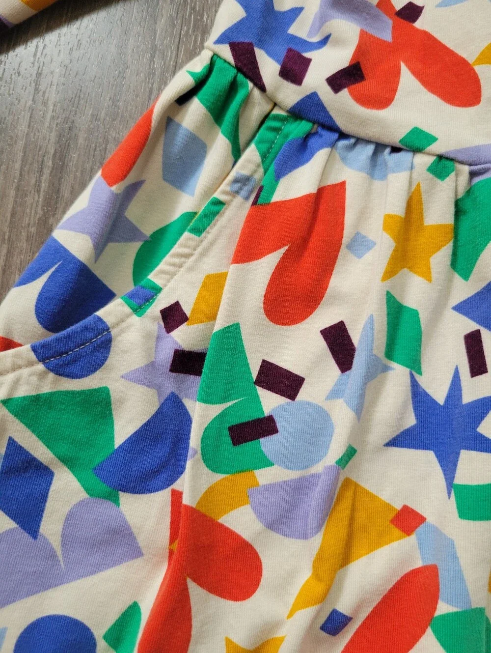 Hanna Andersson Long Sleeve Skater Pocket Dress Geo Shapes Heart Star 120cm 6-7
